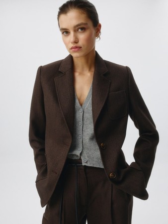 однобортный жакет с меланжевым эффектом фотография