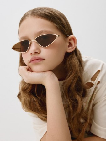овальные солнцезащитные очки в тонкой металлической оправе детские - аксессуары для девочек 