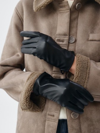 перчатки из экокожи с шерстяной подкладкой - перчатки