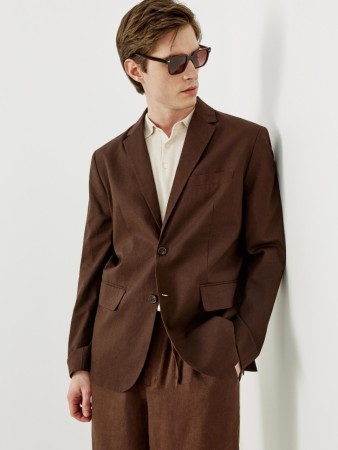 пиджак приталенного силуэта из хлопка и льна - мужская одежда, обувь и аксессуары sela 