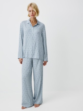 пижама с геометричным принтом из вискозы - домашняя одежда с воротником 