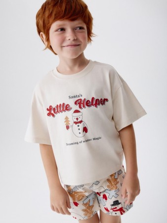 пижама с новогодним принтом для мальчиков - детские пижамы