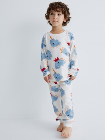 пижама с новогодним принтом для мальчиков - детская домашняя одежда с вырезом 