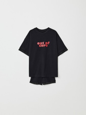 пижама с принтом и кружевом для девочек - детские пижамы для детей 