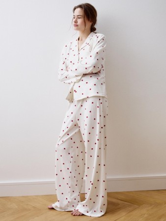 пижама с принтом в сердечко из хлопка - женская домашняя одежда