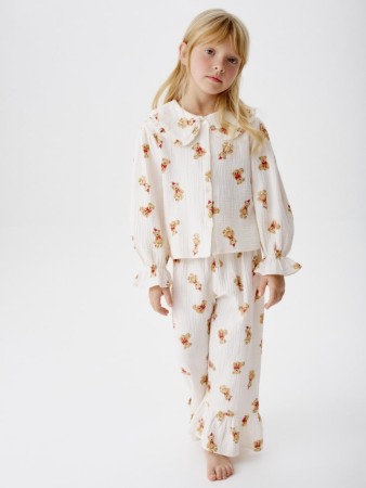 пижама с рубашкой и брюками из муслина для девочек - детские пижамы
