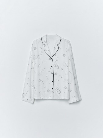 пижамная рубашка с принтом из саржевой вискозы - домашняя одежда из вискозы 