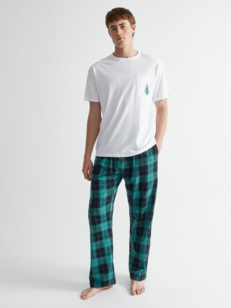 пижамные брюки из фланели в клетку - домашняя одежда на резинке 