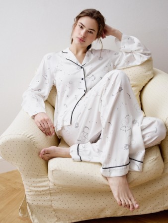 пижамные брюки с принтом из саржевой вискозы - женская одежда саржевая 