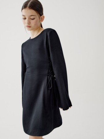 платье из сатиновой вискозы со шнуровкой для девочек фотография