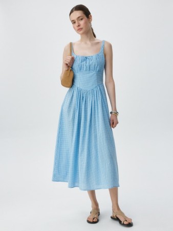 платье миди из хлопка на бретелях - платья и сарафаны в клетку 