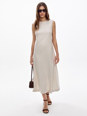 платье миди из смесового льна - женские платья прилегающие 
