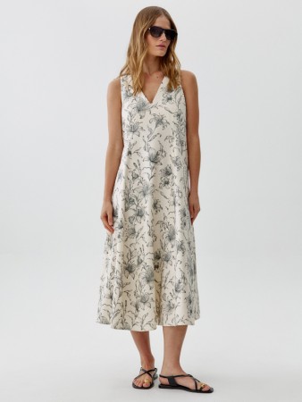 платье миди из смесовой вискозы со льном фотография