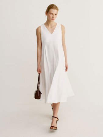 платье миди из смесовой вискозы со льном фотография