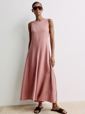 платье миди из тенселя и льна премиум качества - женские платья-миди