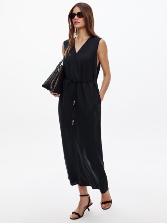 платье миди из тенселя со льном - женские платья прямые 