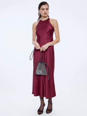 платье миди из вискозного сатина фотография