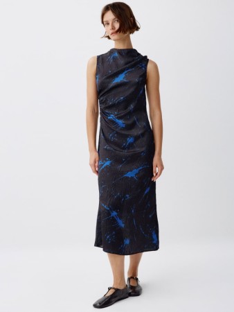 платье миди из жатого атласа - женские платья приталенные 