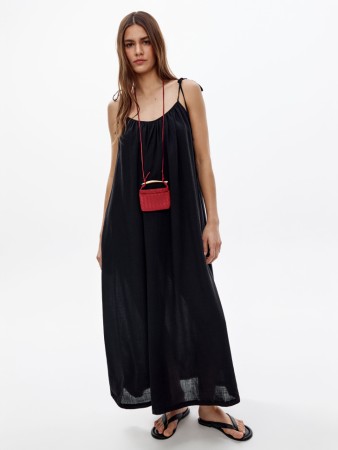 платье миди оверсайз из вискозы со льном - женские платья тонкие 