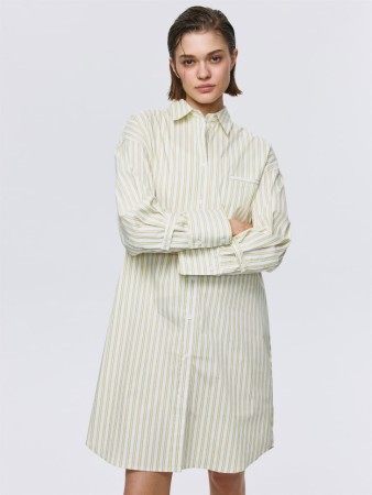 платье-рубашка в полоску - женские платья и сарафаны с воротником 