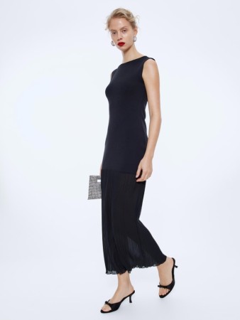 платье с юбкой плиссе из шифона - женские платья и сарафаны трикотажные 