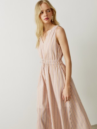 платье со сборкой на талии из тонкого хлопка - женские платья тонкие 