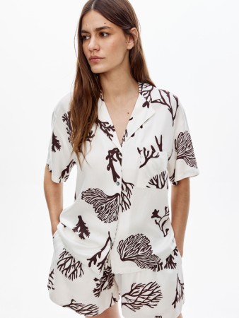 пляжная рубашка с принтом из вискозы - женские пляжные платья и туники