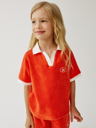 поло из махровой ткани для девочек - детская одежда, обувь и аксессуары с воротником 