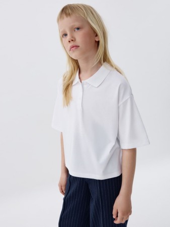 поло оверсайз с короткими рукавами для девочек - футболки и поло для школы 