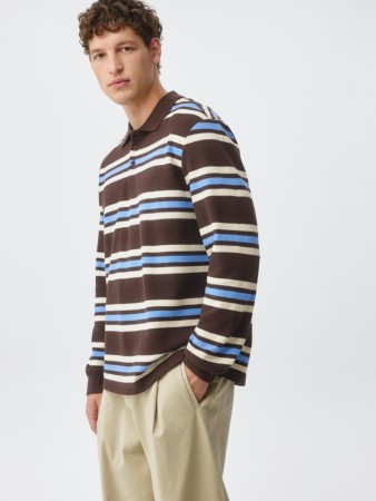 поло в полоску с длинными рукавами - мужская одежда с длинным рукавом 