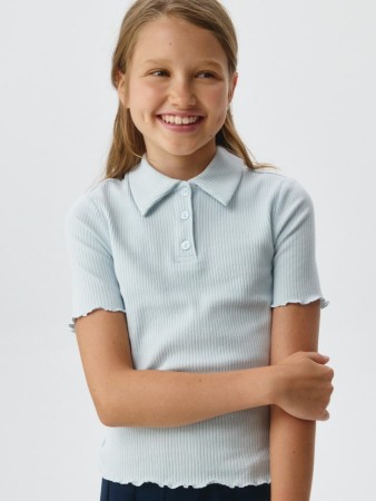 поло в рубчик с короткими рукавами для девочек - детская одежда, обувь и аксессуары прилегающая 