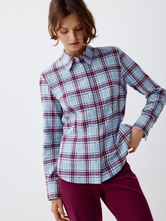 приталенная рубашка в клетку - женские блузы и рубашки