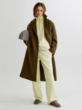 прямые брюки из футера - женские брюки на молнии 