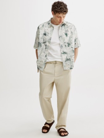 прямые брюки из смесового хлопка с поясом - мужская одежда, обувь и аксессуары sela 