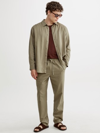прямые брюки из смесового льна - мужская одежда, обувь и аксессуары льняная 