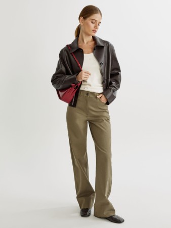 прямые брюки из тенселя и хлопка с широкой подгибкой - женские брюки