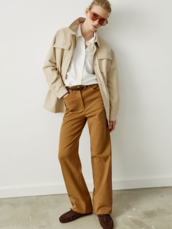 прямые брюки из тенселя и хлопка с широкой подгибкой - женская одежда, обувь и аксессуары из тенселя 