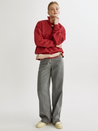 прямые брюки со стиркой из мягкого тенселя и хлопка - женские брюки