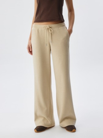 прямые трикотажные брюки - женские брюки в рубчик 