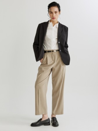 прямые укороченные брюки в полоску - женские брюки укороченные 