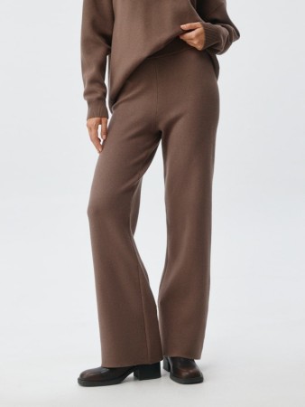 прямые вязаные брюки - женская одежда на высокой посадке 