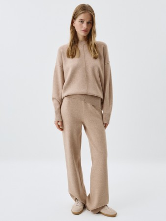 прямые вязаные брюки - женские брюки на высокой посадке 