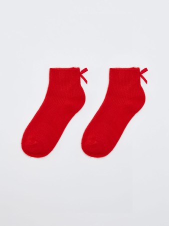 пушистые носки с бантиком - женская одежда вязаная 