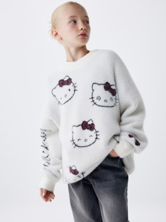 пушистый джемпер с hello kitty для девочек фотография