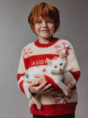 пушистый джемпер с принтом детский - детские джемперы, свитеры и кардиганы