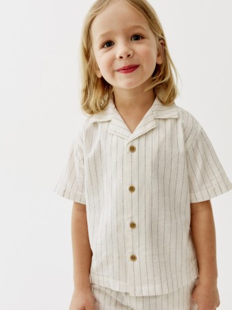 рубашка из хлопка и льна в полоску для мальчиков - детские блузы и рубашки льняные 