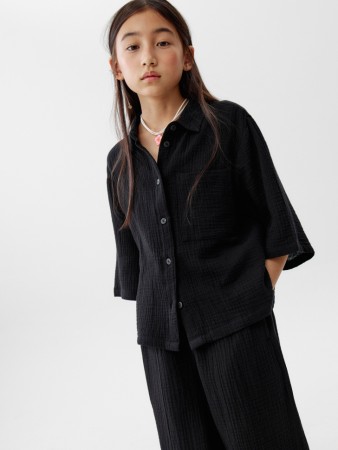 рубашка из муслина с коротким рукавом для девочек - детская одежда sela 