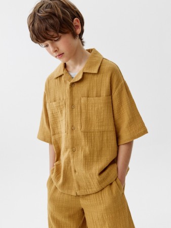 рубашка из муслина с коротким рукавом для мальчиков - детские блузы и рубашки на застежке 