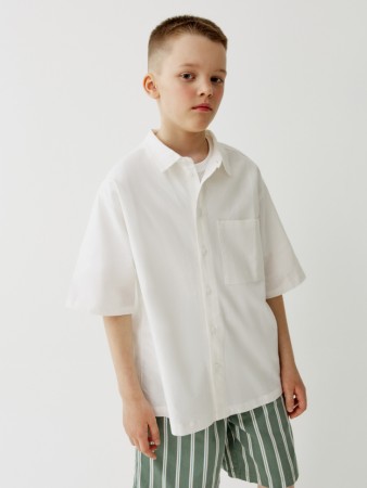 рубашка из смесового льна для мальчиков - детские блузы и рубашки с воротником 