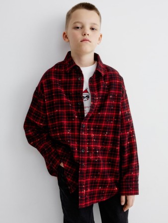 рубашка из твила в клетку для мальчиков фотография